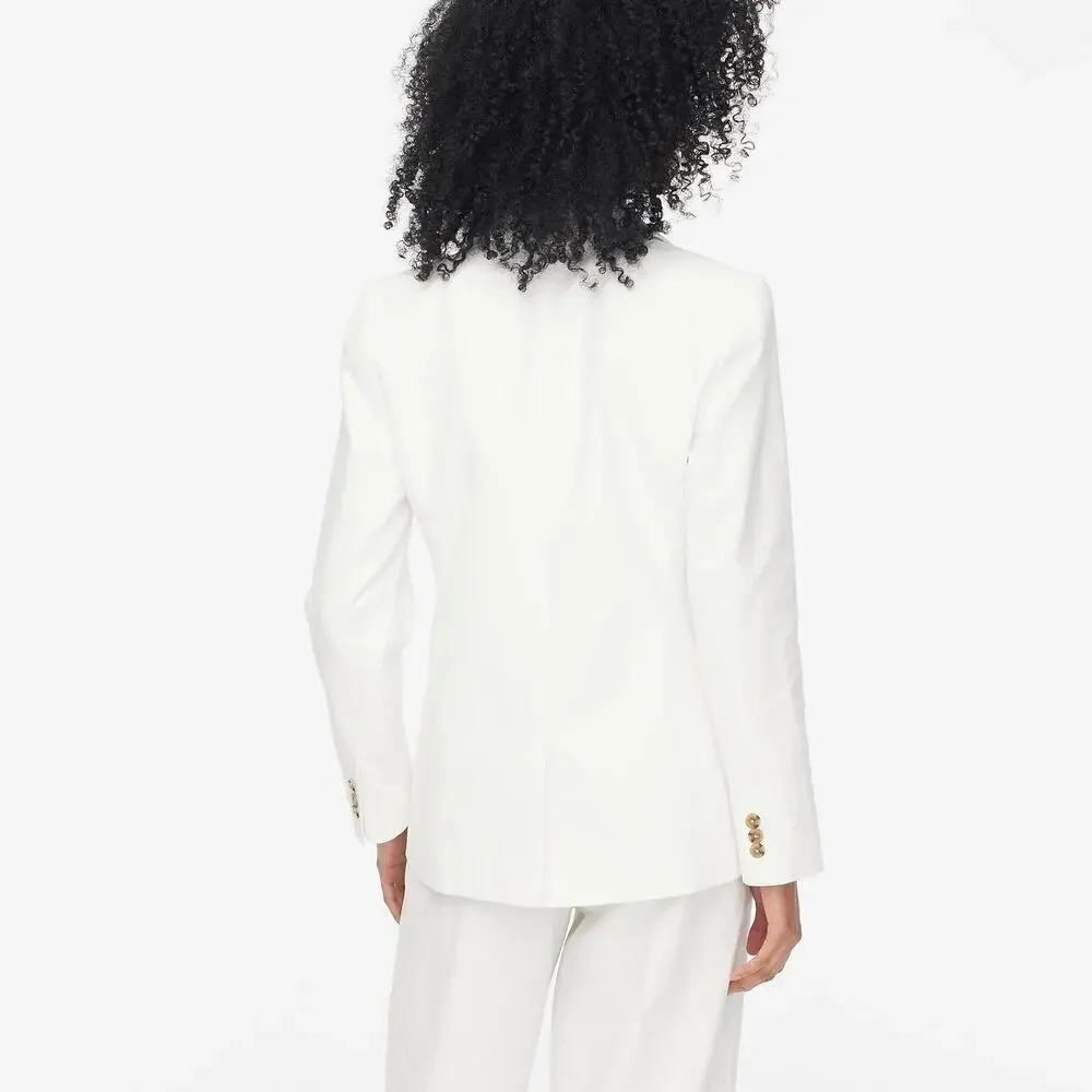 J. Crew Women's Linen-Blend One-Button Blazer Long Sleeve White Size 0 NWT